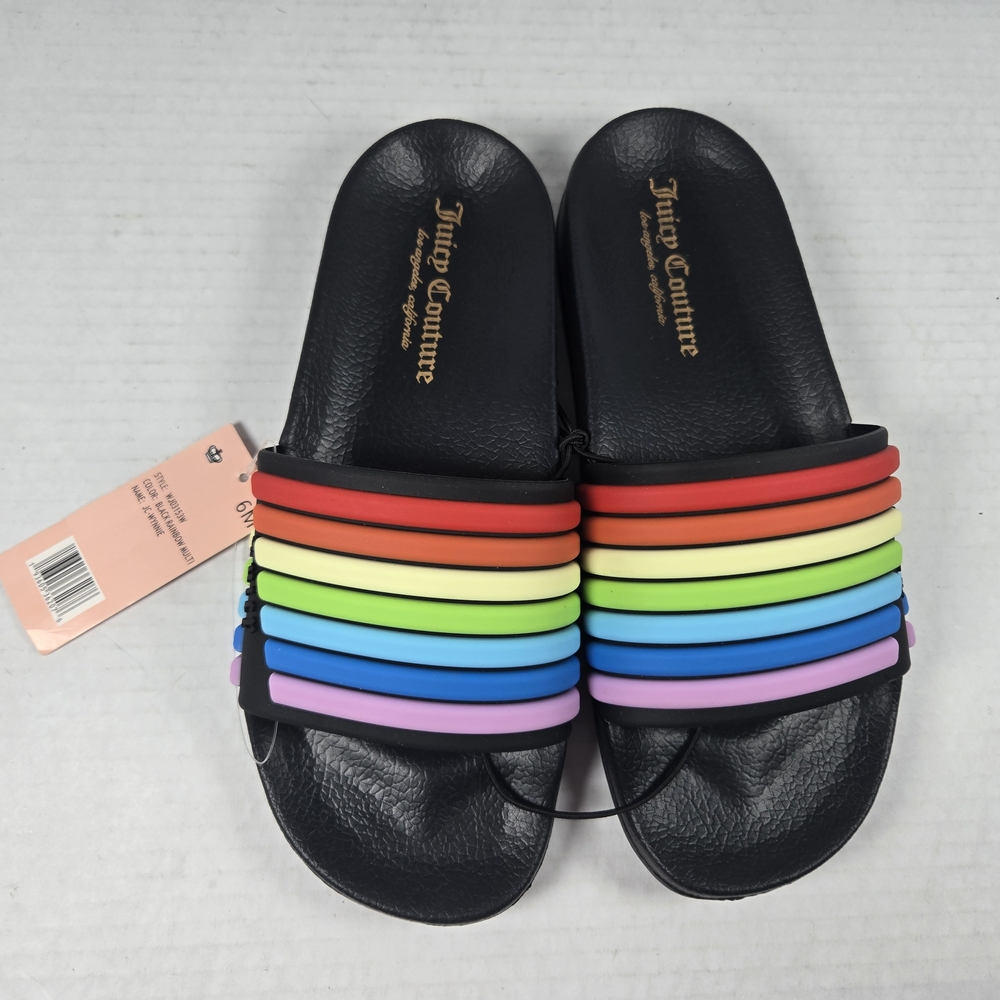 Juicy Couture Women's Wynnie Rainbow Slide Sandals Pool Flip Flops Size 6 - Picture 6 of 10